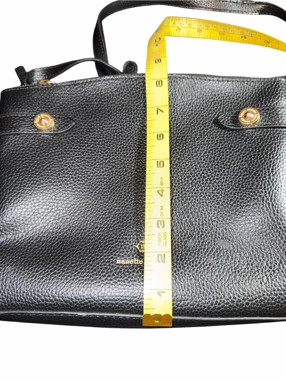 Nanette Laporte Arti Triple Section Black Pebbled Leather Crossbody Bag